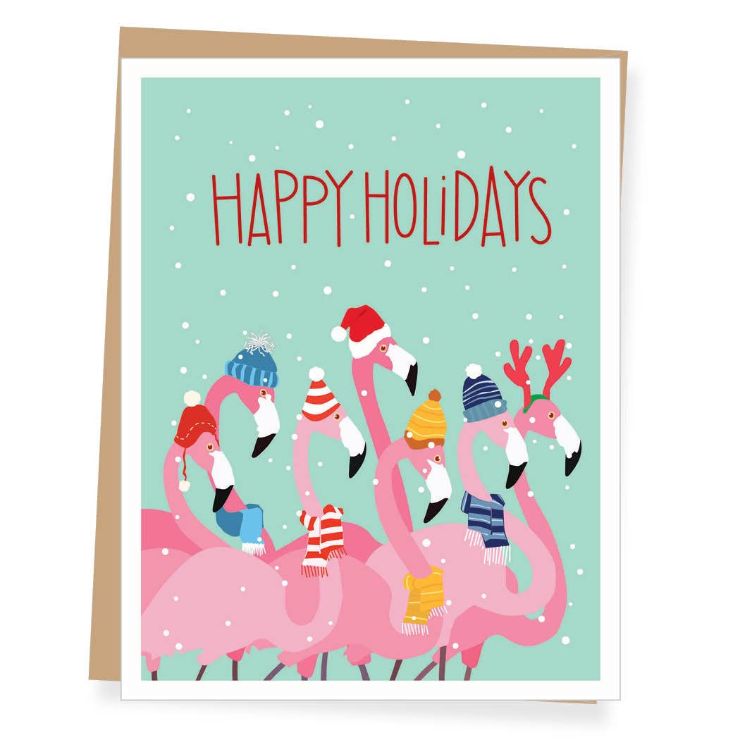 Christmas Flamingos Christmas Card
