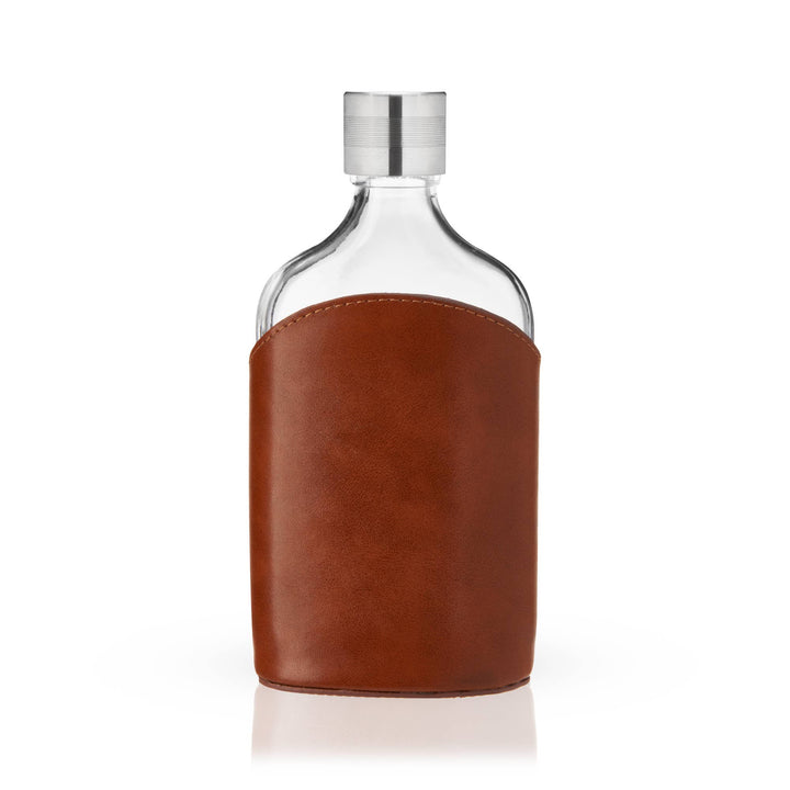 Leather Wrapped Glass Flask