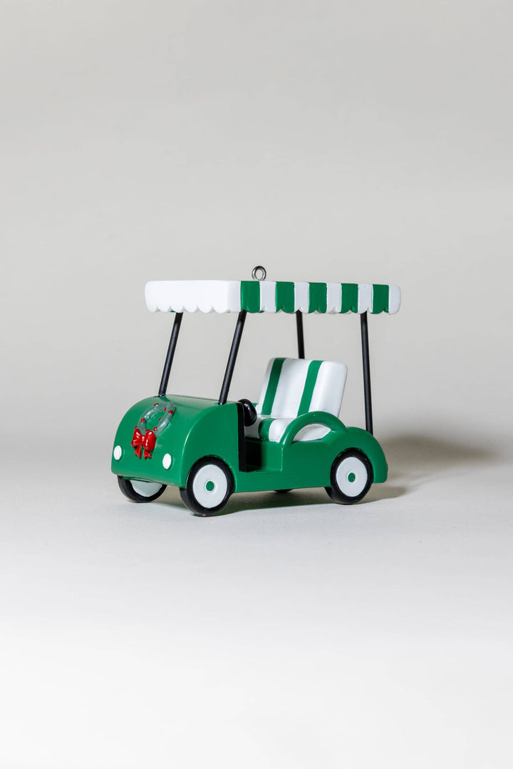Golf Cart Ornament - Green & White