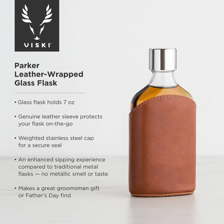 Leather Wrapped Glass Flask