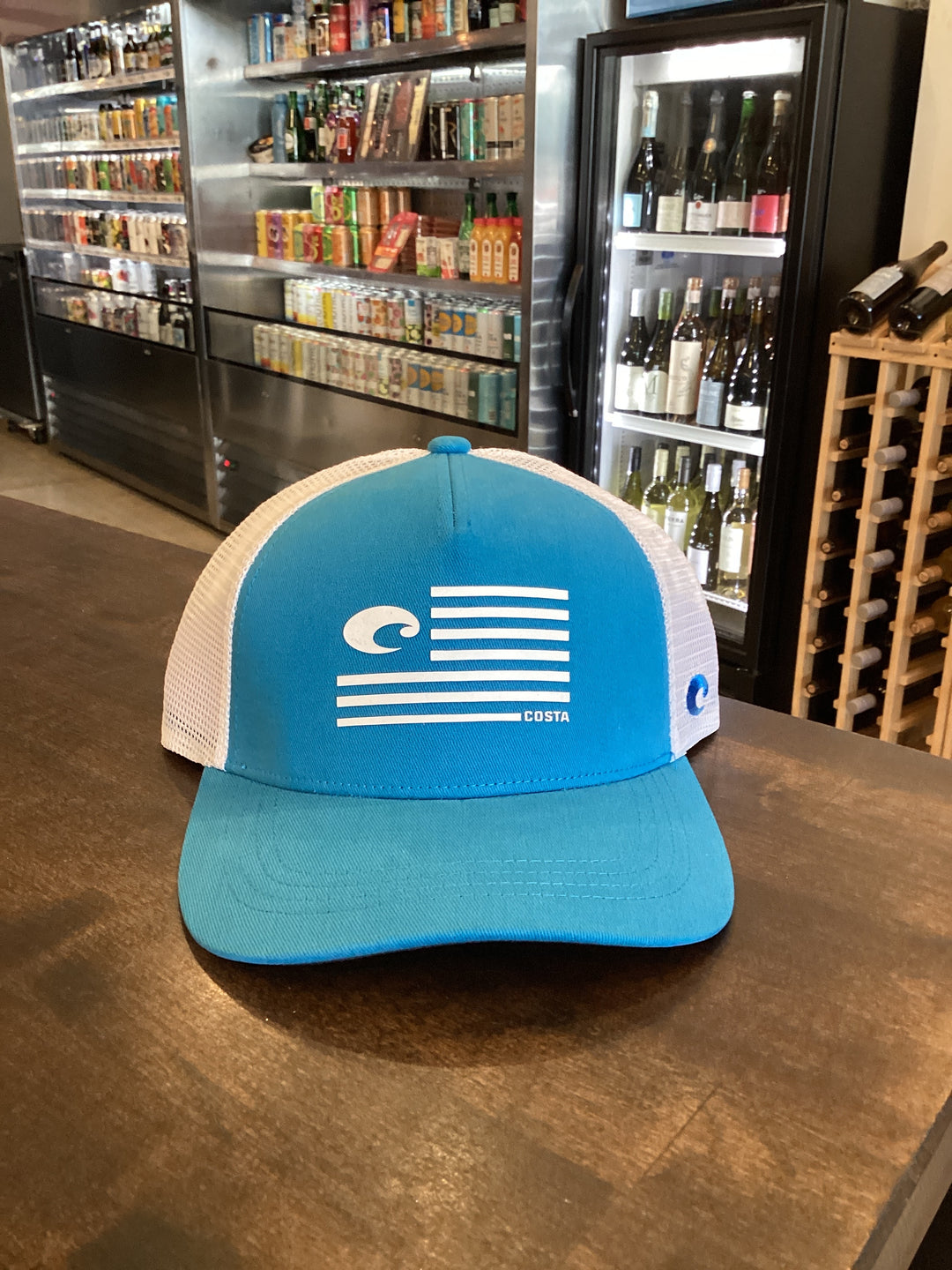 Costa Blue/ White Flag Hat