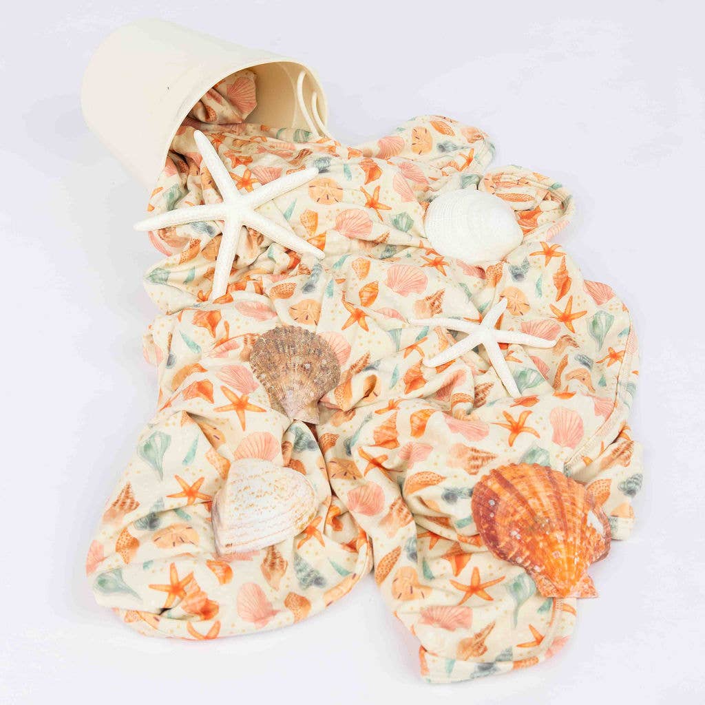 Sandy Seashells Luxury Bamboo Blanket