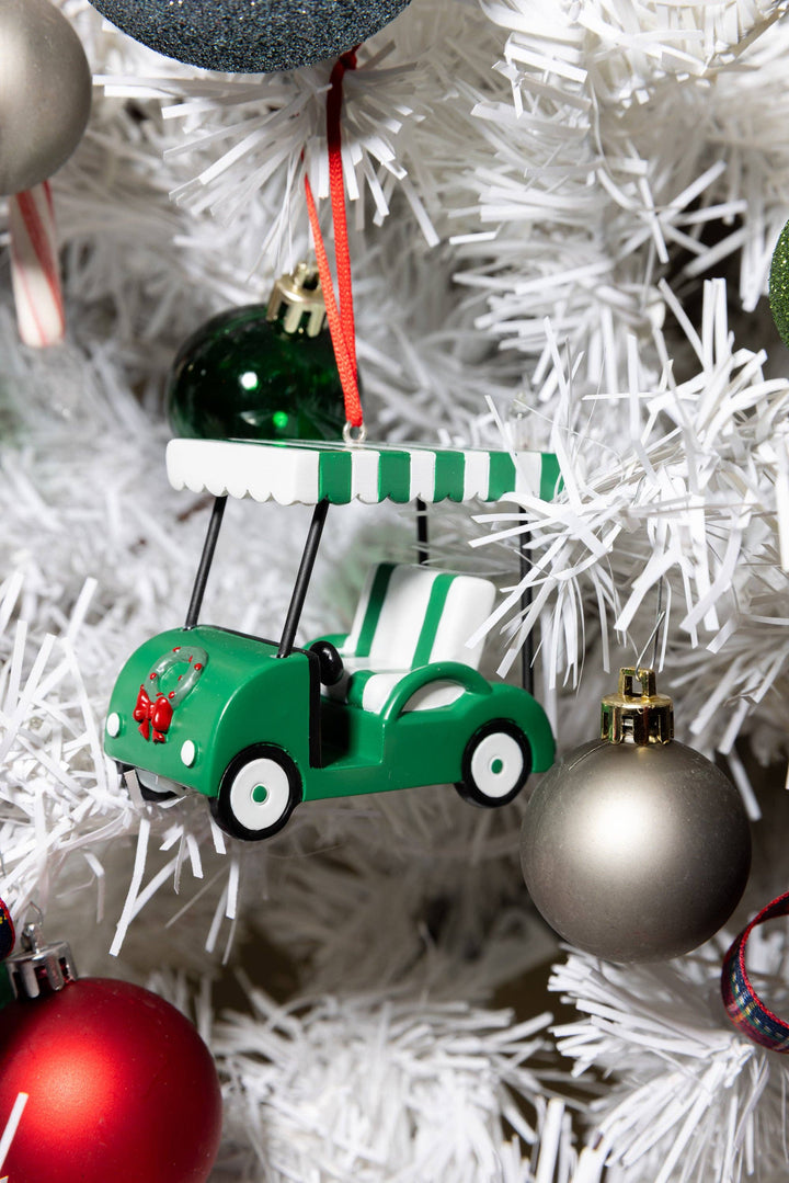 Golf Cart Ornament - Green & White