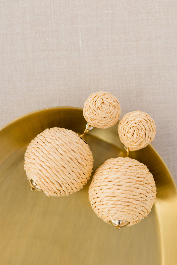 Natural Lido Pom Pom Earrings