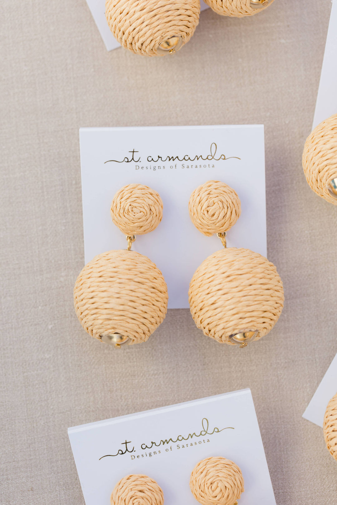Natural Lido Pom Pom Earrings