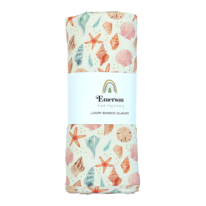 Sandy Seashells Luxury Bamboo Blanket