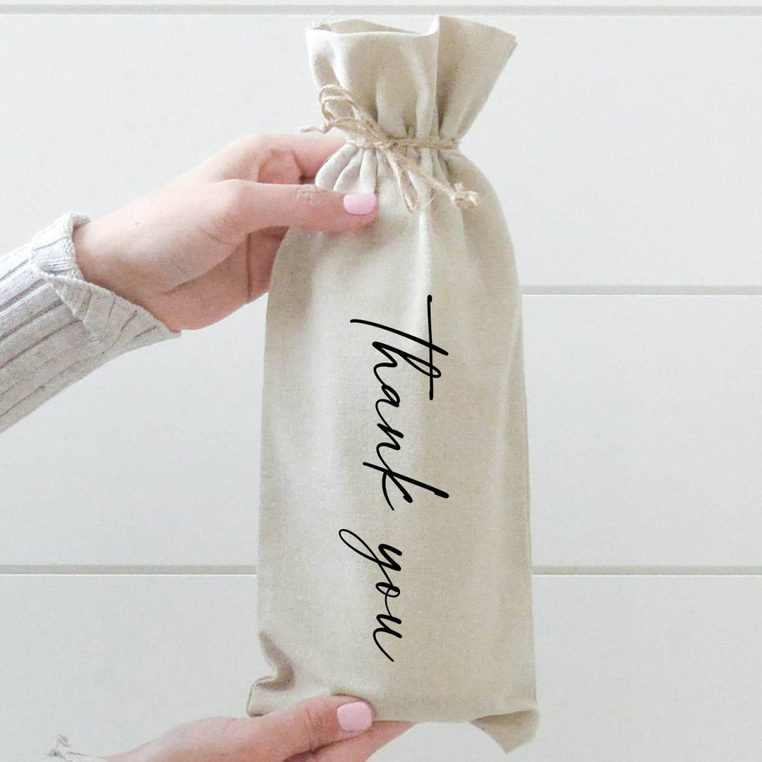 Thank You Wine Bag: Natural Cotton/Linen