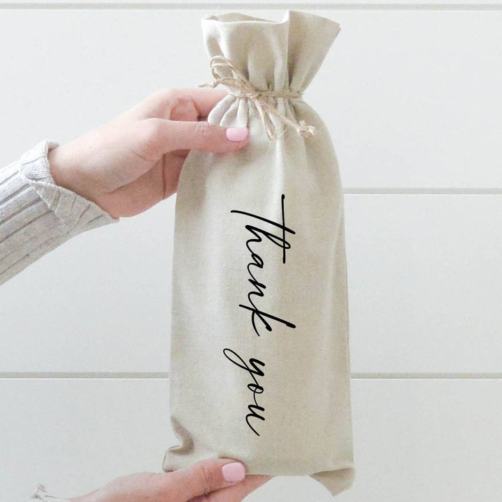 Thank You Wine Bag: Natural Cotton/Linen