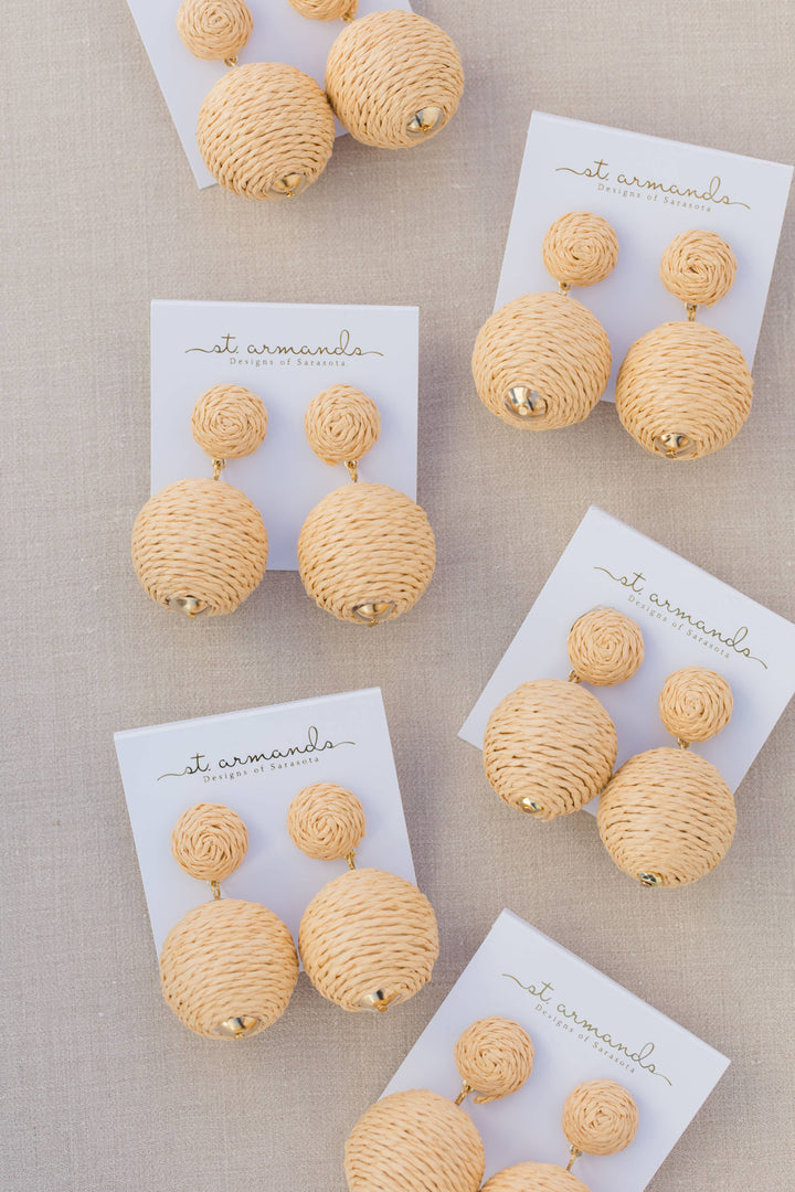 Natural Lido Pom Pom Earrings