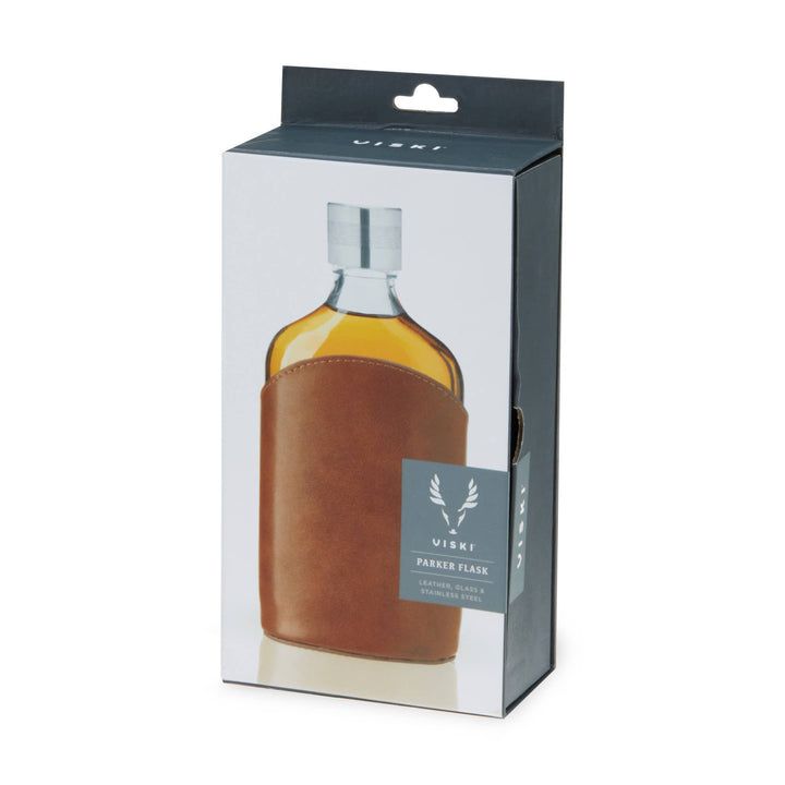 Leather Wrapped Glass Flask