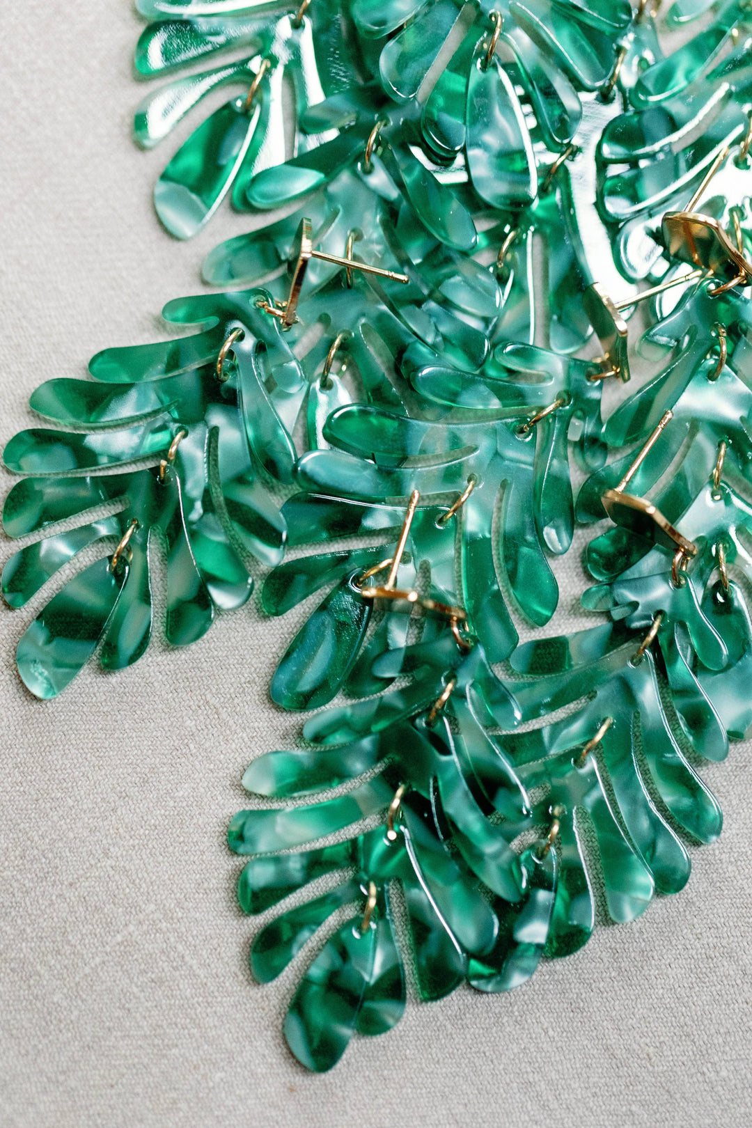 Green Petite Palm Drop Earrings