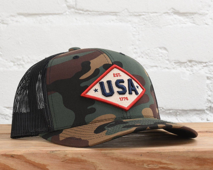 USA Gold Patriot Snapback Hat: Caramel- Yupoong 6606