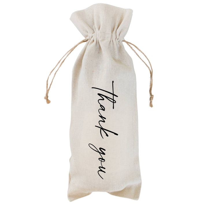 Thank You Wine Bag: Natural Cotton/Linen