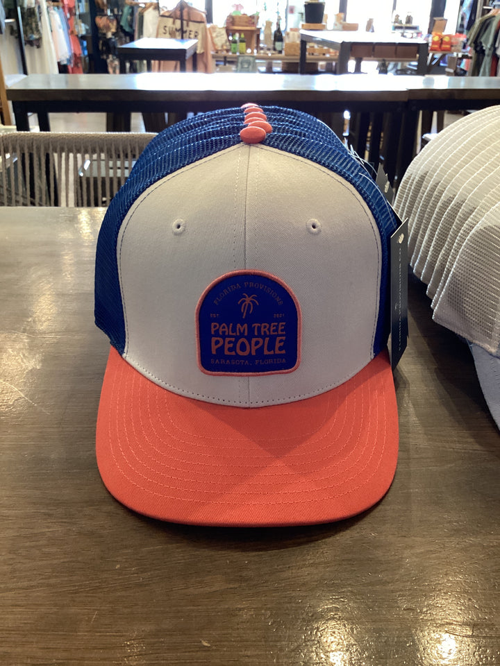 Palm Tree People Hat - mango, white, royal