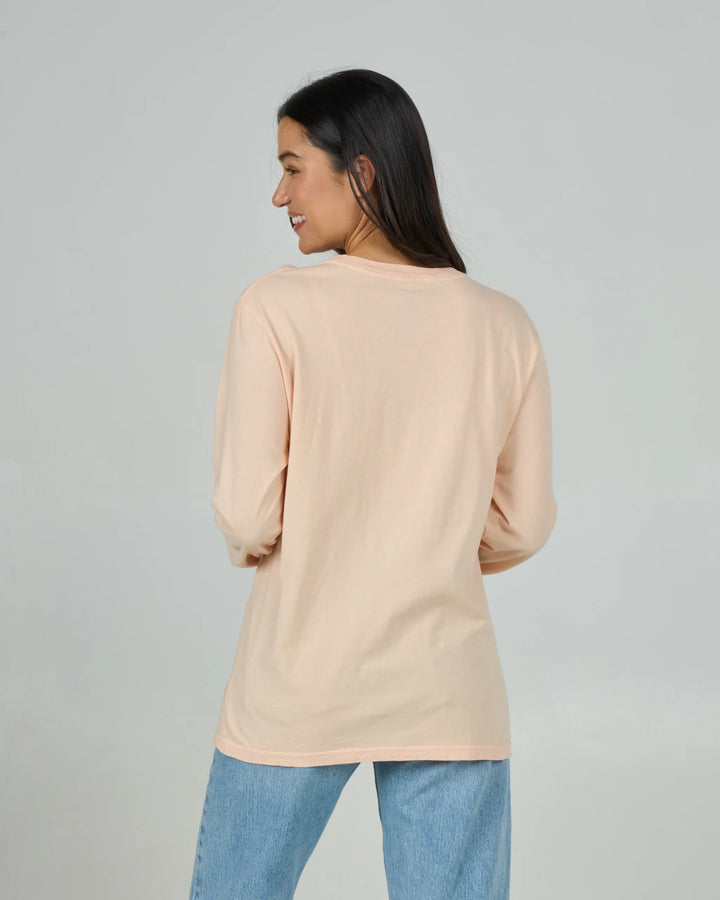 Heart Shark L/S Boyfriend Tee - Peach Fizz