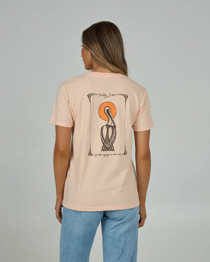 Geo Pelican Boyfriend Tee - Peach Fizz