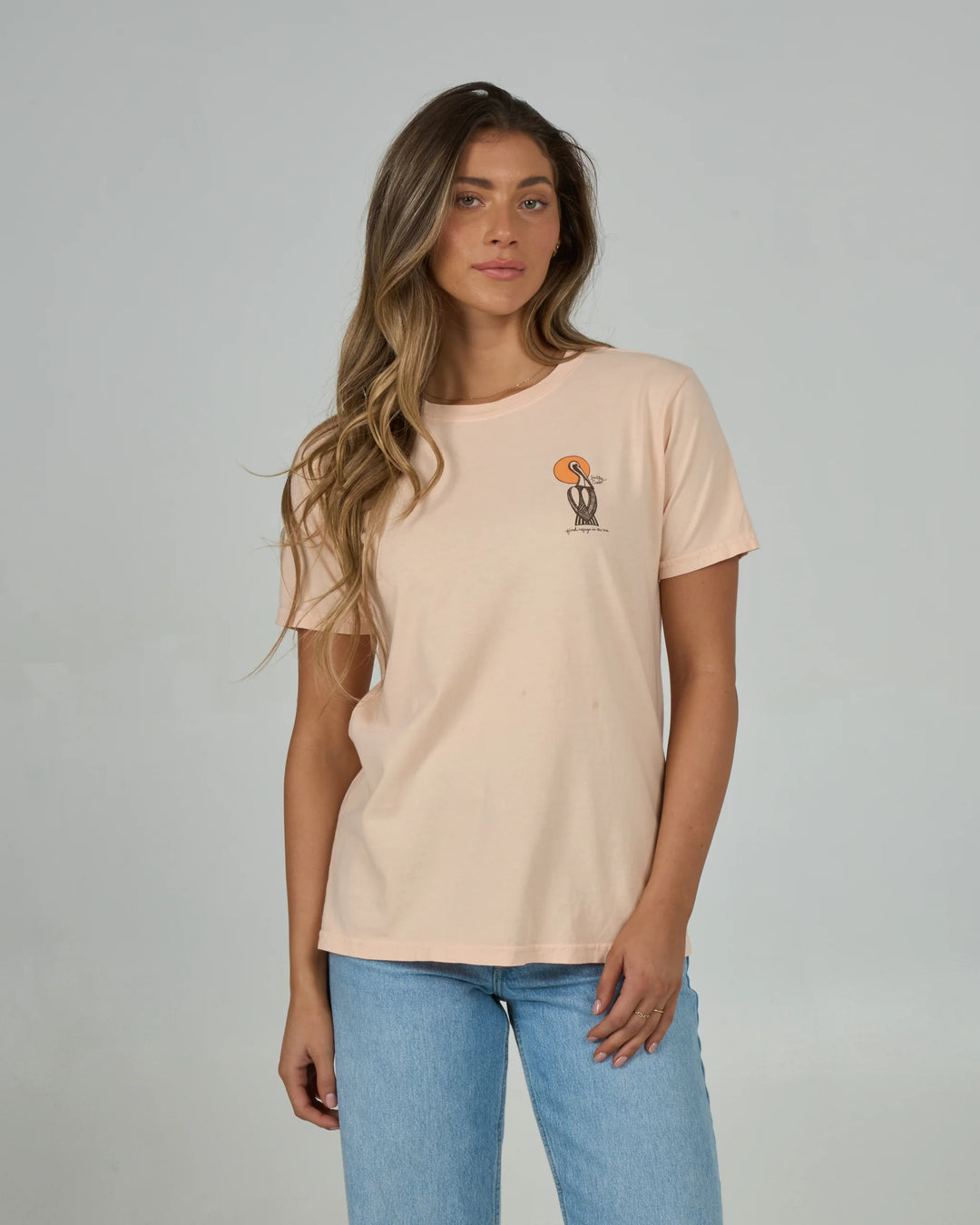 Geo Pelican Boyfriend Tee - Peach Fizz