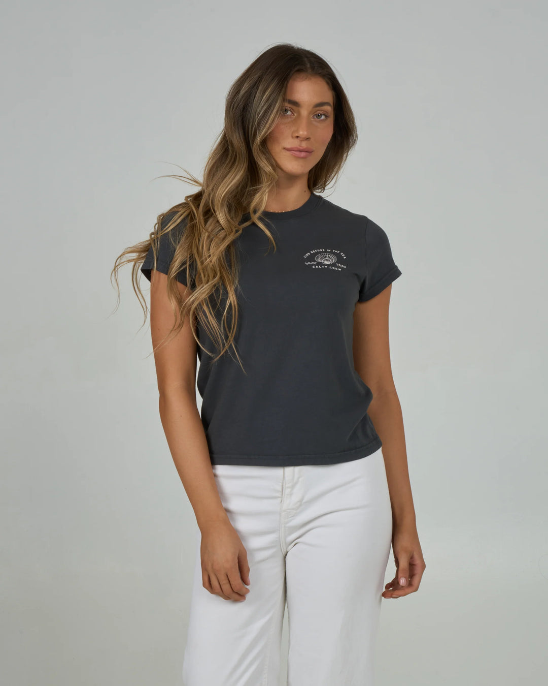 Sunrise Shell Modern Tee - Charcoal