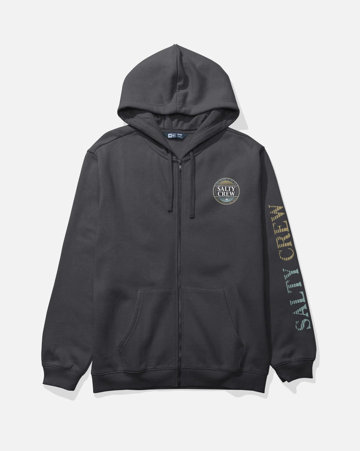 Simple Fade Zip Fleece Hoodie - Black
