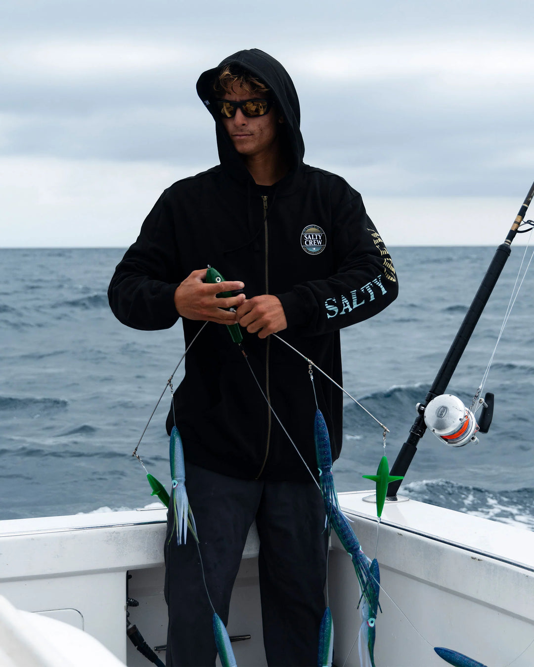 Simple Fade Zip Fleece Hoodie - Black