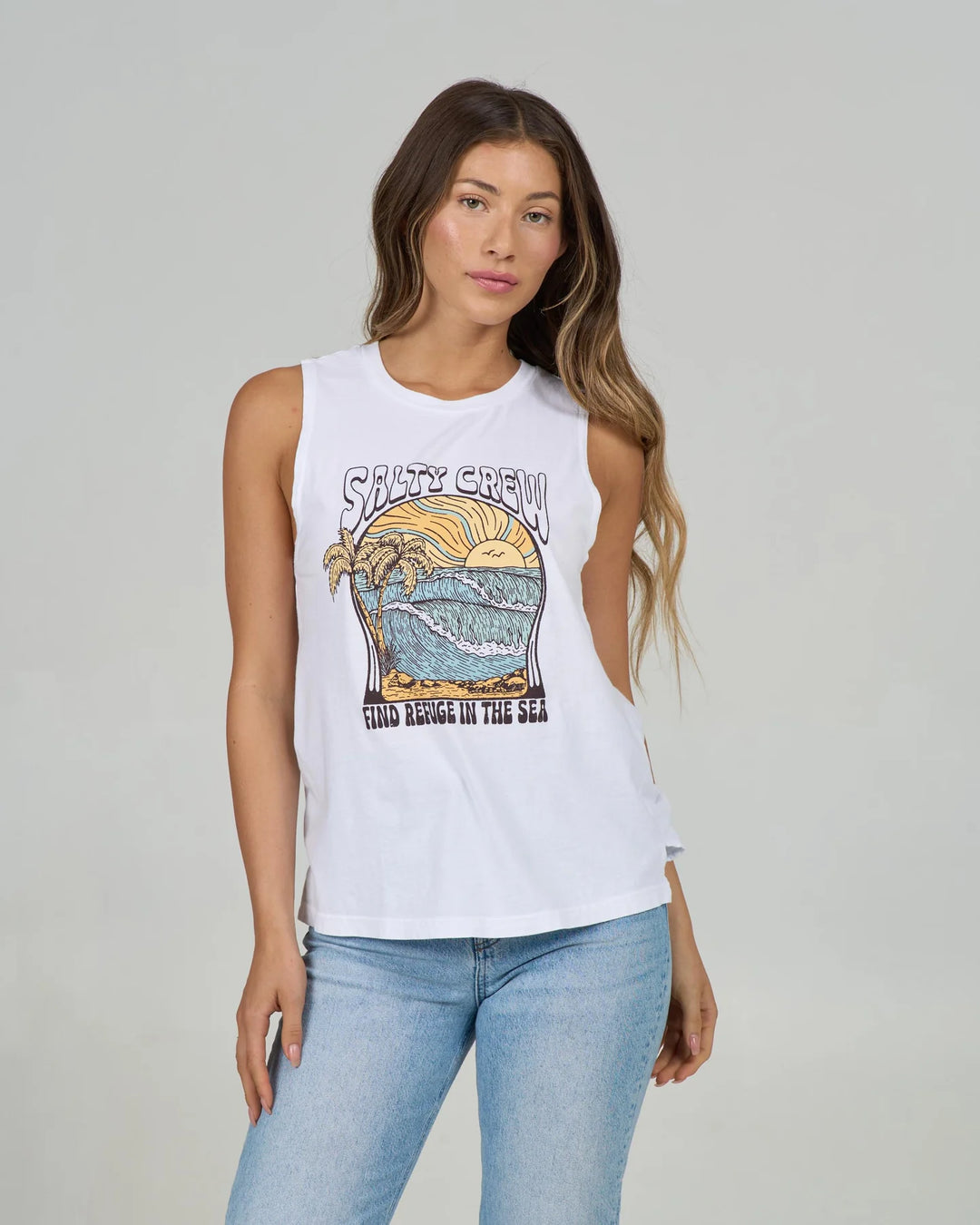 Keyhole Muscle Tank - White