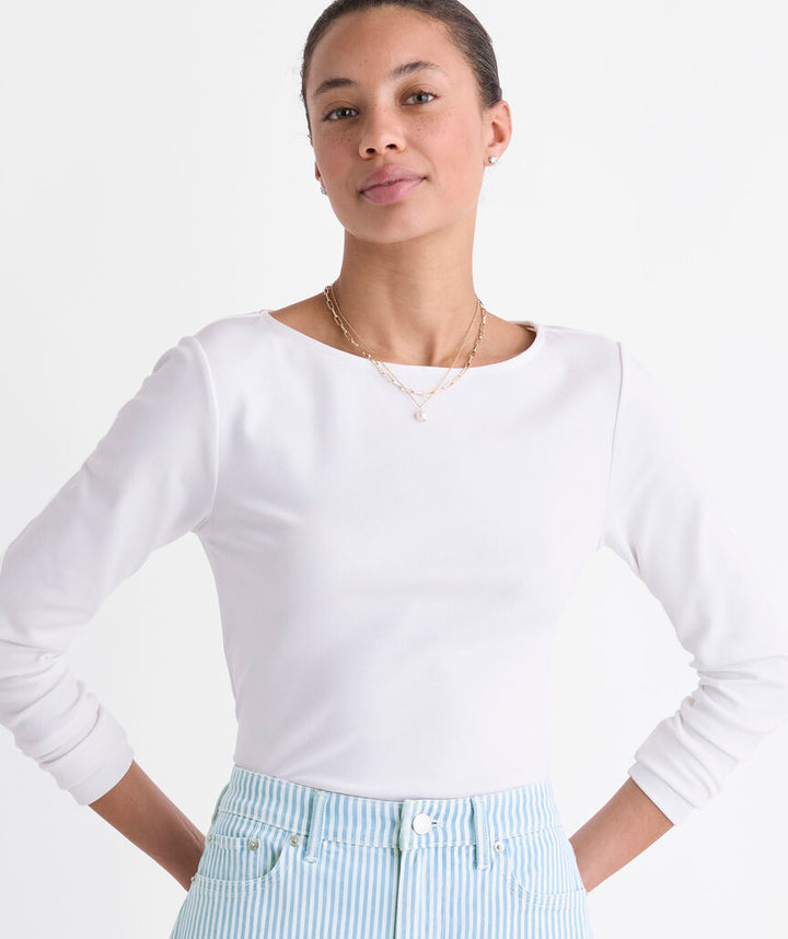 Boatneck L/S Tee - White