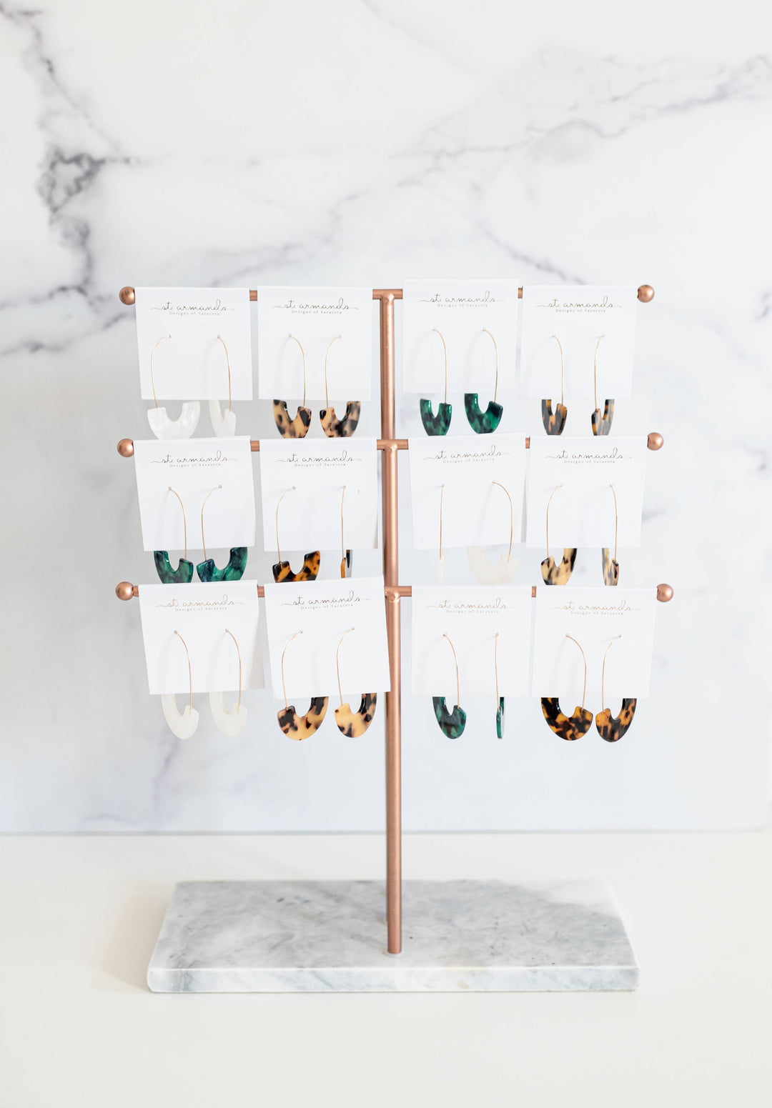 White Tortoise Threader Earrings