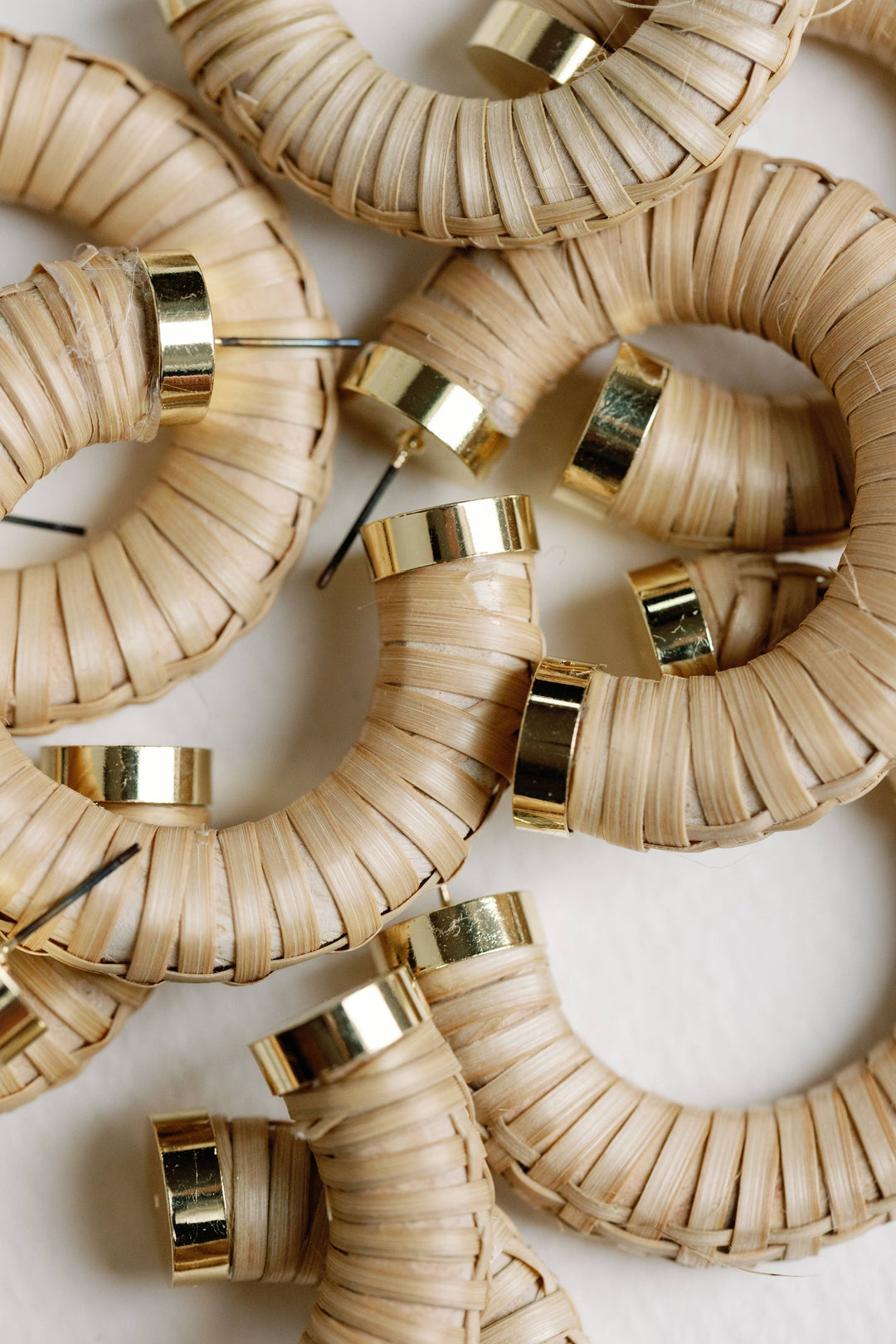 Rattan Wrapped Statement Hoop Earrings
