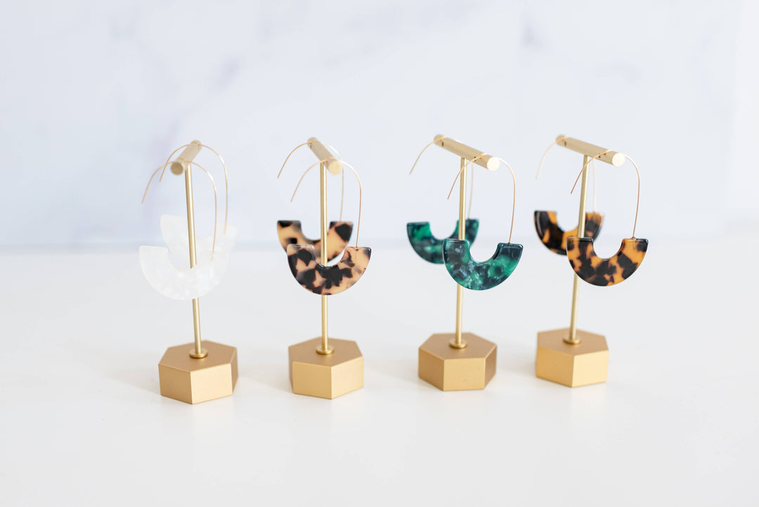 White Tortoise Threader Earrings