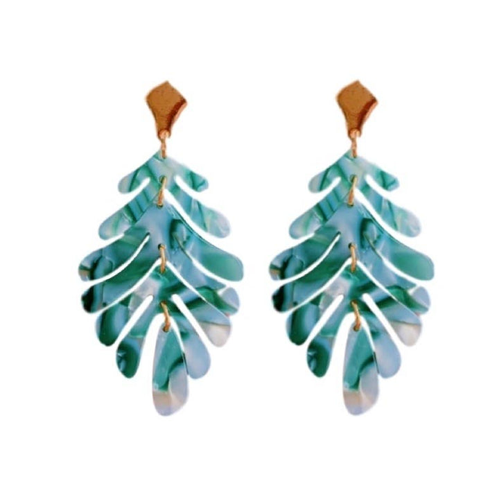 Green Petite Palm Drop Earrings