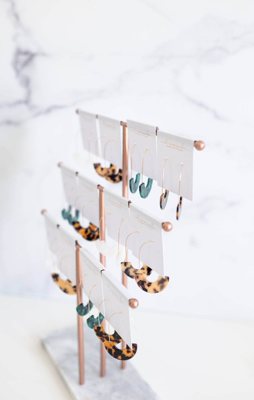 White Tortoise Threader Earrings