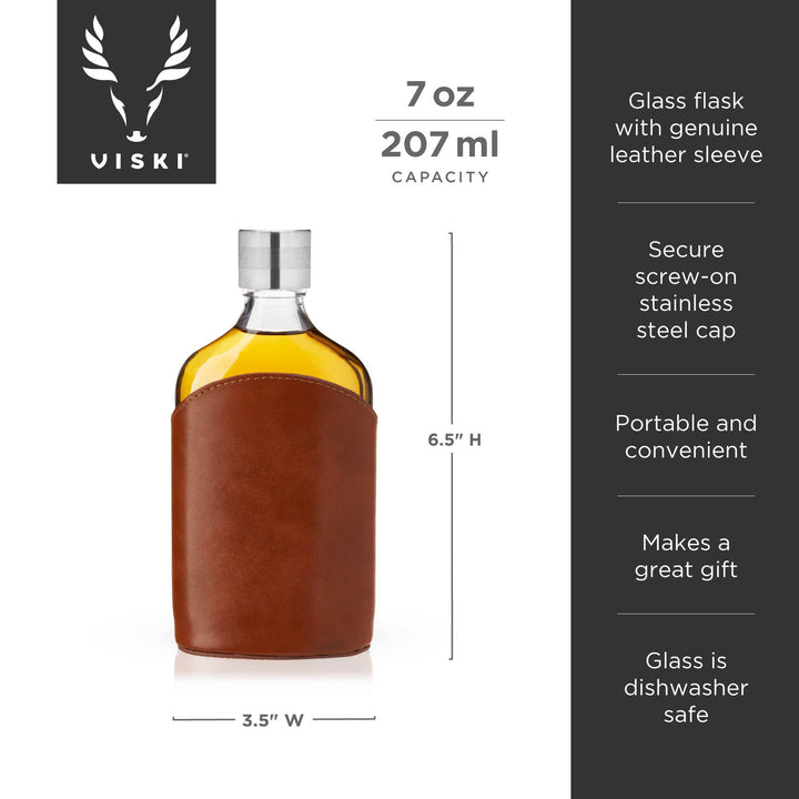 Leather Wrapped Glass Flask